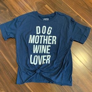 Navy Blue T-Shirt "Dog Mother Wine Lover" Size S